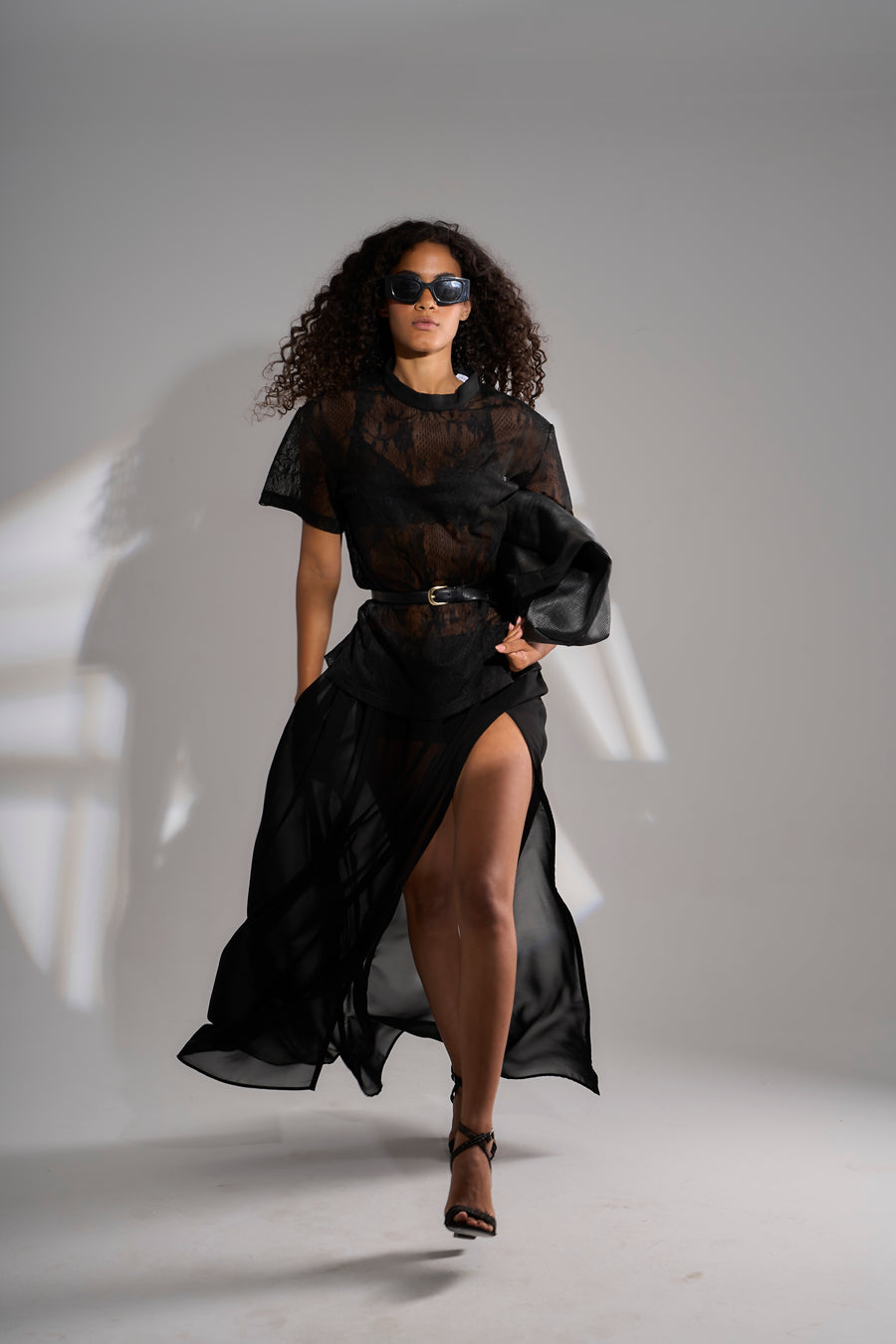 Chiffon High-Slit Maxi Skirt