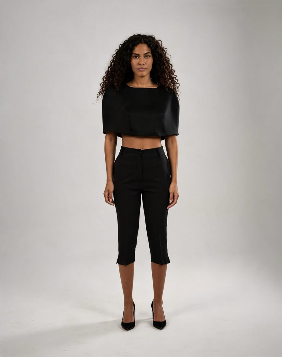 Black Cropped Cape